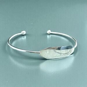Vintage Sterling Silver Minimalist ID Cuff Bracelet 925 Modernist Midcentury